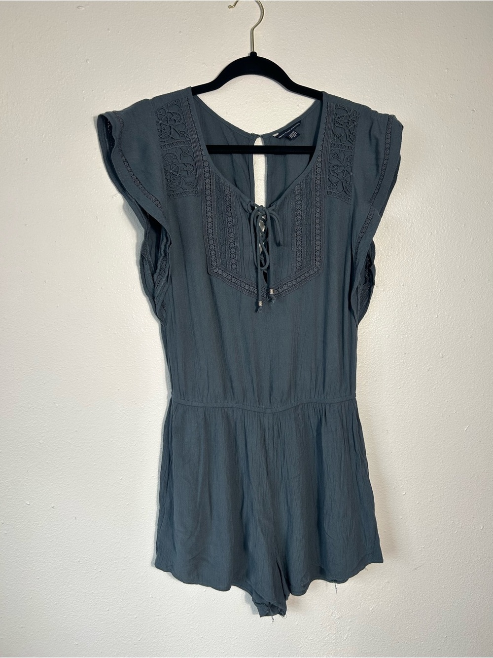 American Eagle Outfitters Blue Lace-Trim Tank